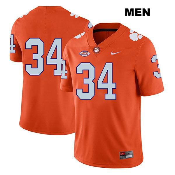 Men's Clemson Tigers #34 Logan Rudolph Stitched Orange Legend Authentic Nike No Name NCAA College Football Jersey RWO2146VN